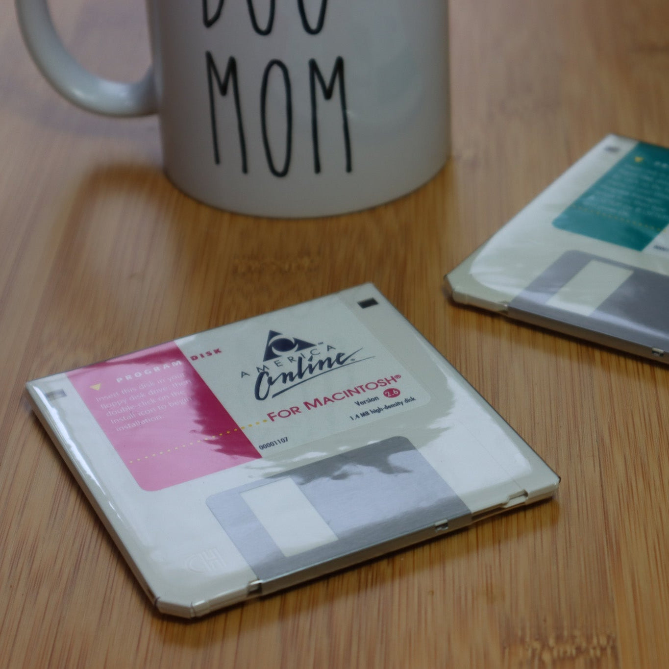 Floppy Disk Coasters Made From Real Floppy Disks / AOL Disks / 2-Pack / TC_B