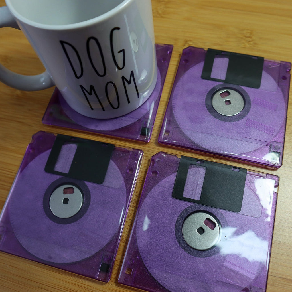 Floppy Disk Coasters Made From Real Floppy Disks / Purple / 4-Pack / TC_H