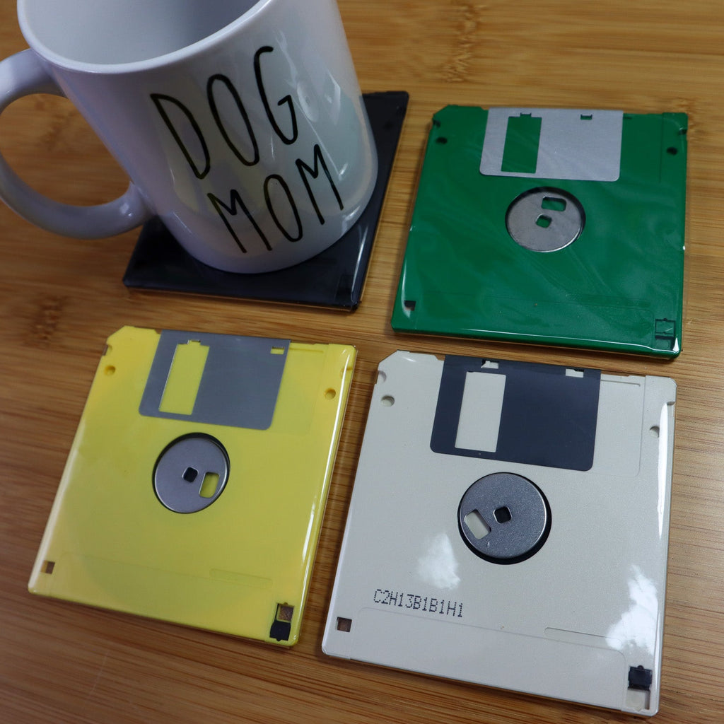 Floppy Disk Coasters Made From Real Floppy Disks / Multicolor / 4-Pack / TC_G