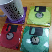 Floppy Disk Coasters Made From Real Floppy Disks / Multicolor / 4-Pack / TC_E