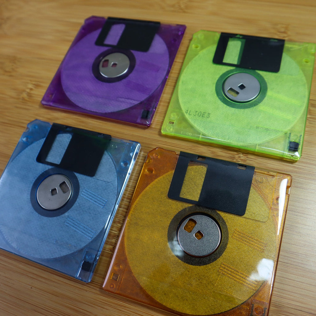 Floppy Disk Coasters Made From Real Floppy Disks / Multicolor / 4-Pack / TC_C