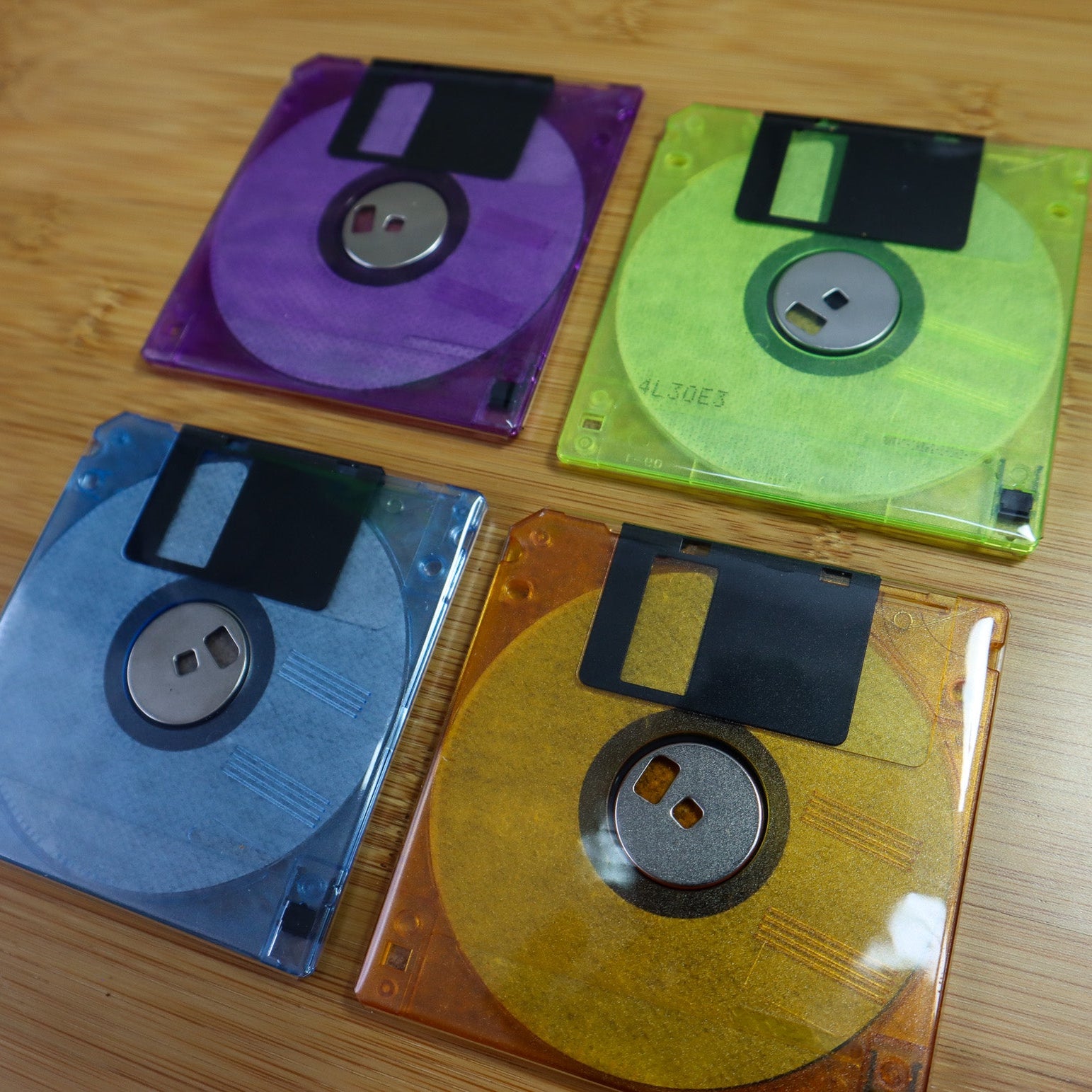 Floppy Disk Coasters Made From Real Floppy Disks / Multicolor / 4-Pack / TC_C