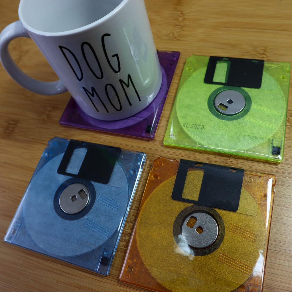 Floppy Disk Coasters Made From Real Floppy Disks / Multicolor / 4-Pack / TC_C