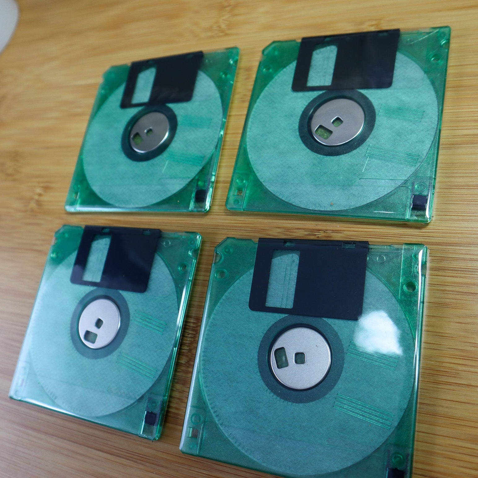 Floppy Disk Coasters Made From Real Floppy Disks / Green / 4-Pack / TC_F