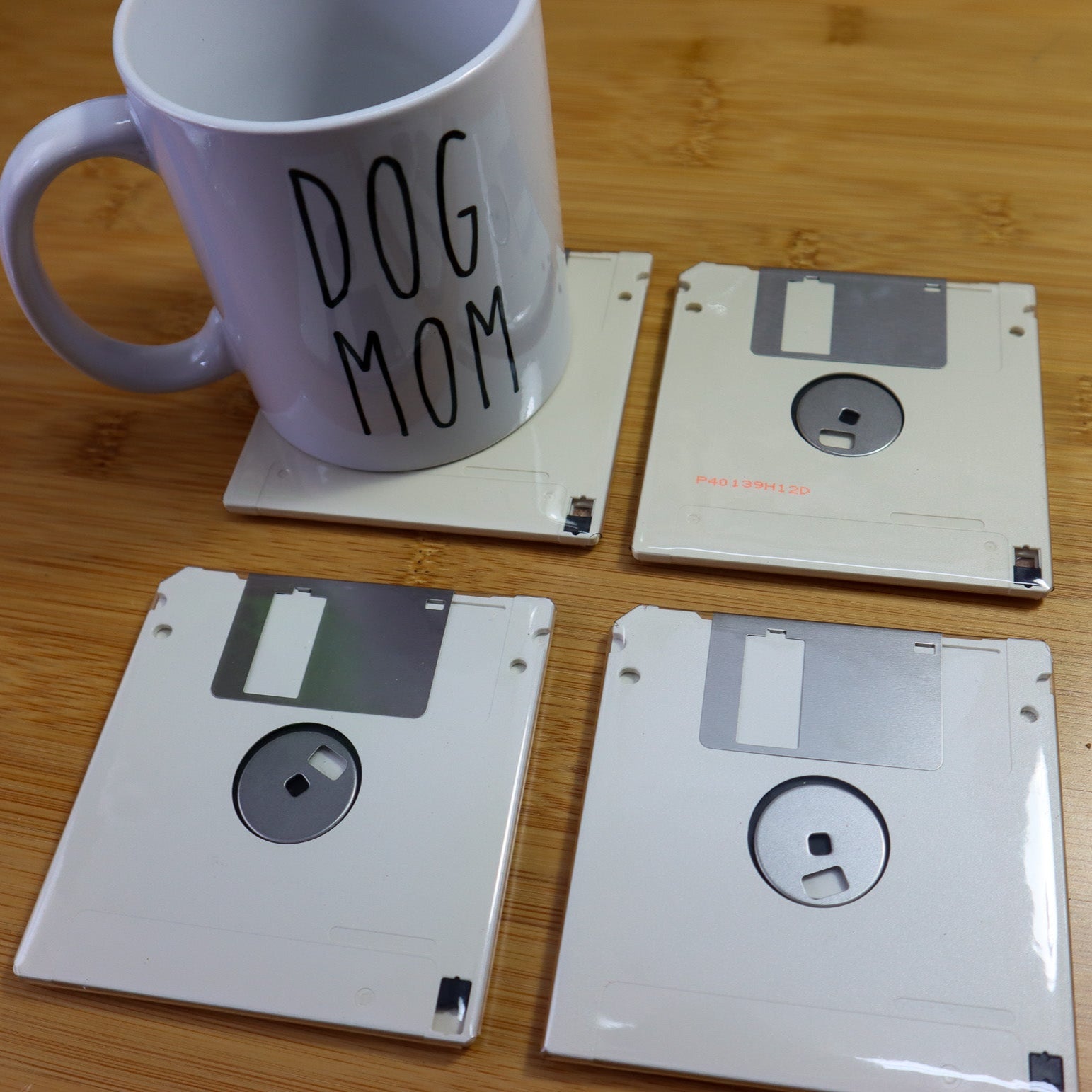 Floppy Disk Coasters Made From Real Floppy Disks / Beige / 4-Pack / TC_J