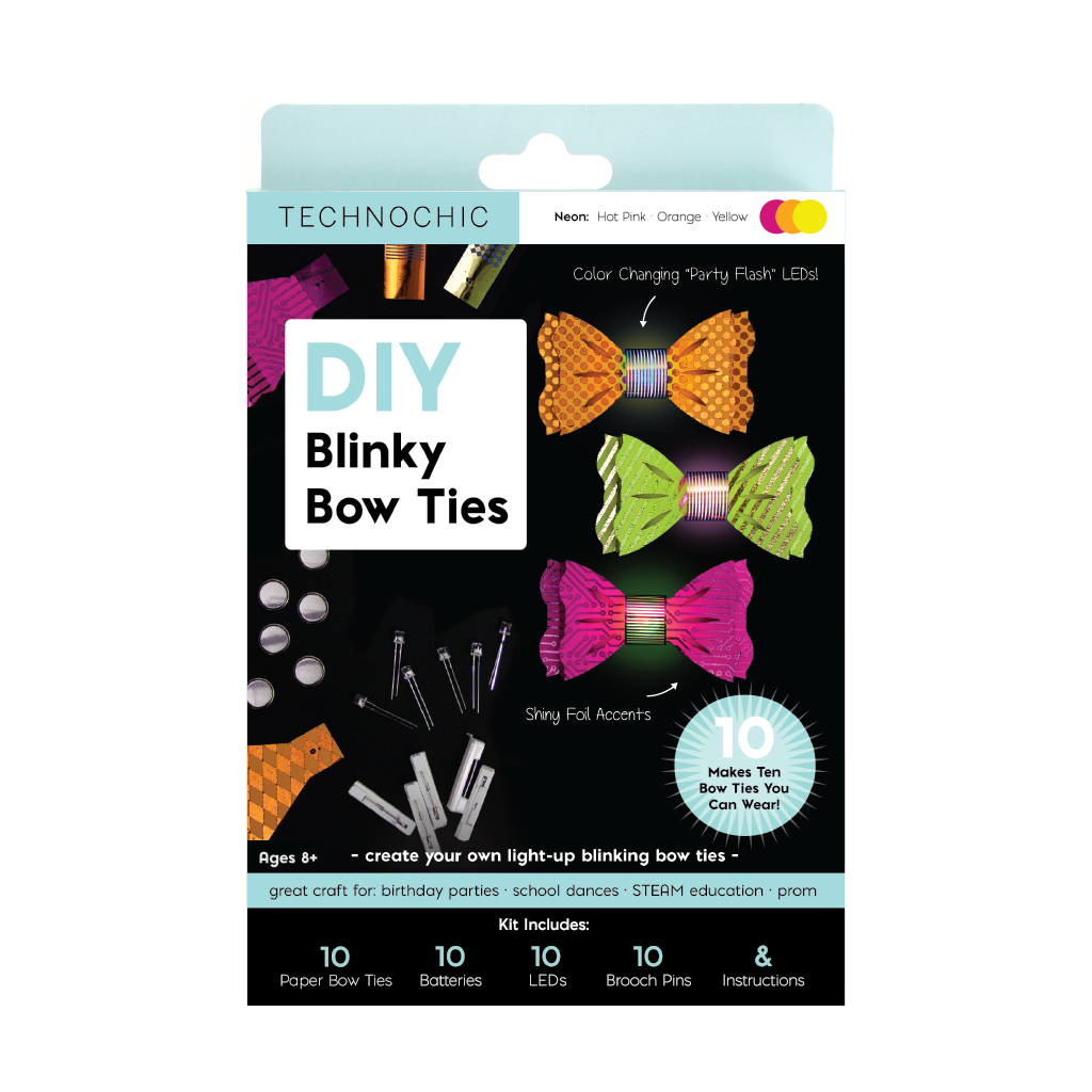 DIY Light Up Blinky Bow Ties Kit - Makes 10 Projects