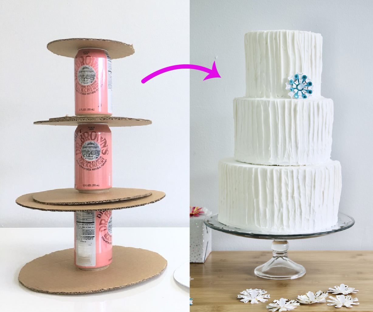 Easy Fake Prop Cake From Cardboard & Soda Cans