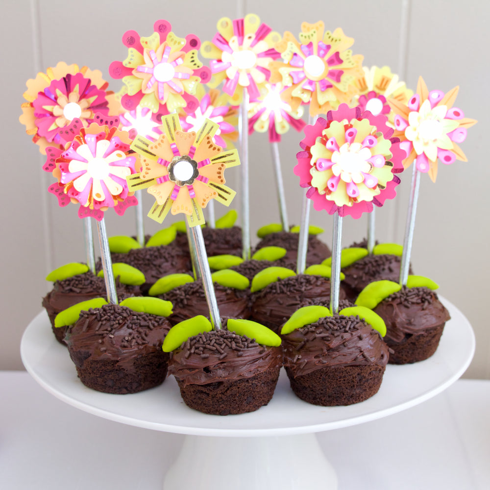 Flashy Flowers Cupcake Toppers - The ultimate DIY party favor!