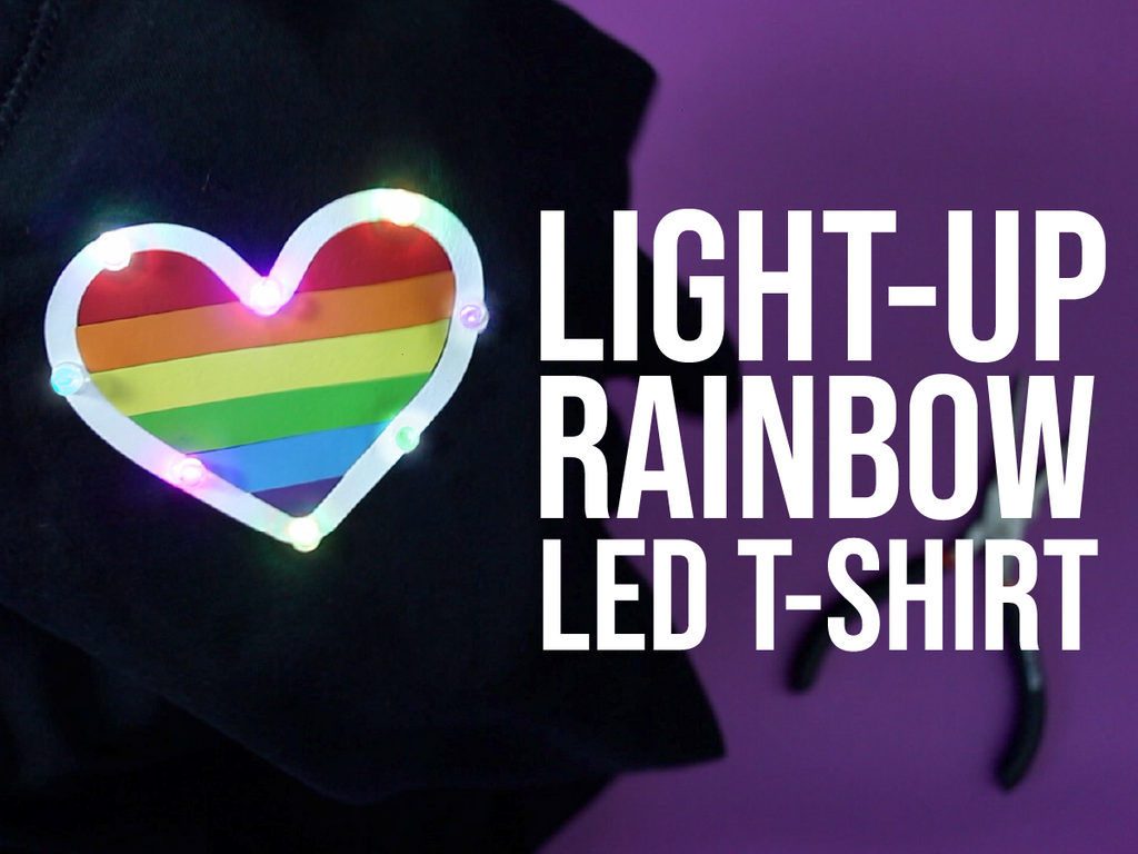 Light-Up Rainbow Heart LED T-Shirt