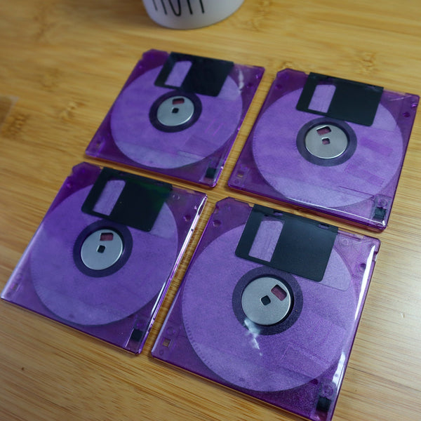Floppy Disk Coasters Made From Real Floppy Disks / Purple / 4-Pack / TC_H