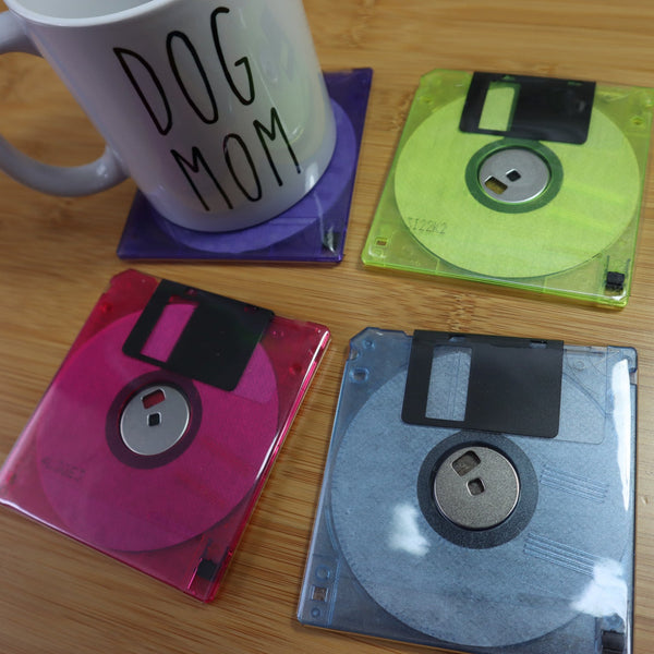Floppy Disk Coasters Made From Real Floppy Disks / Multicolor / 4-Pack / TC_D