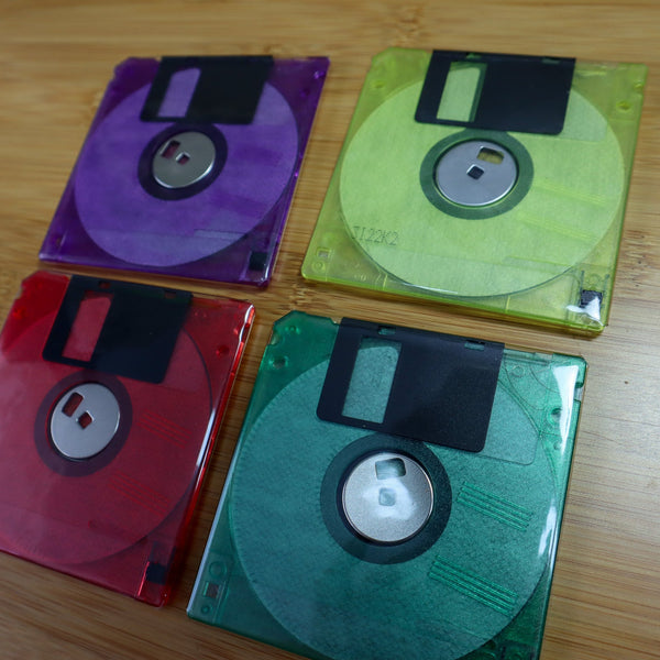 Floppy Disk Coasters Made From Real Floppy Disks / Multicolor / 4-Pack / TC_I