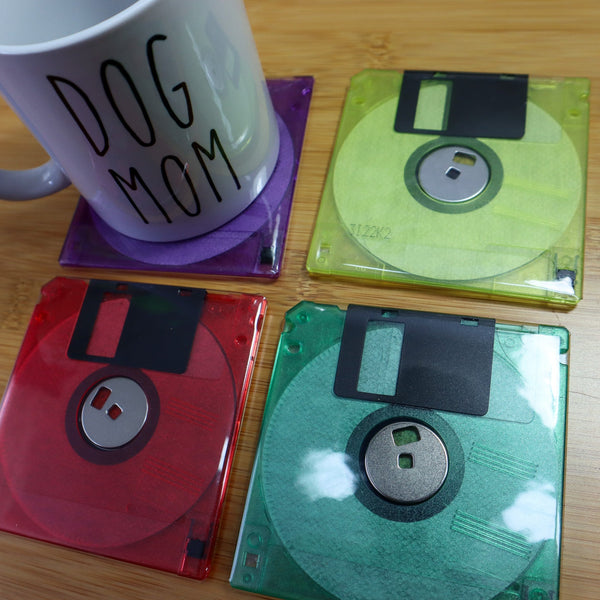 Floppy Disk Coasters Made From Real Floppy Disks / Multicolor / 4-Pack / TC_I
