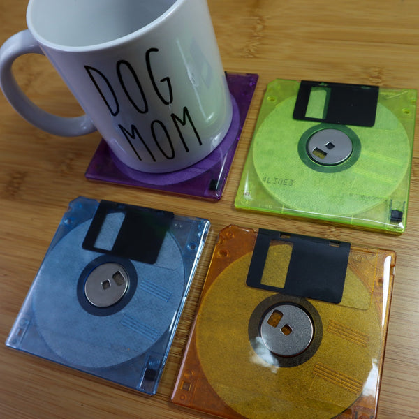Floppy Disk Coasters Made From Real Floppy Disks / Multicolor / 4-Pack / TC_C