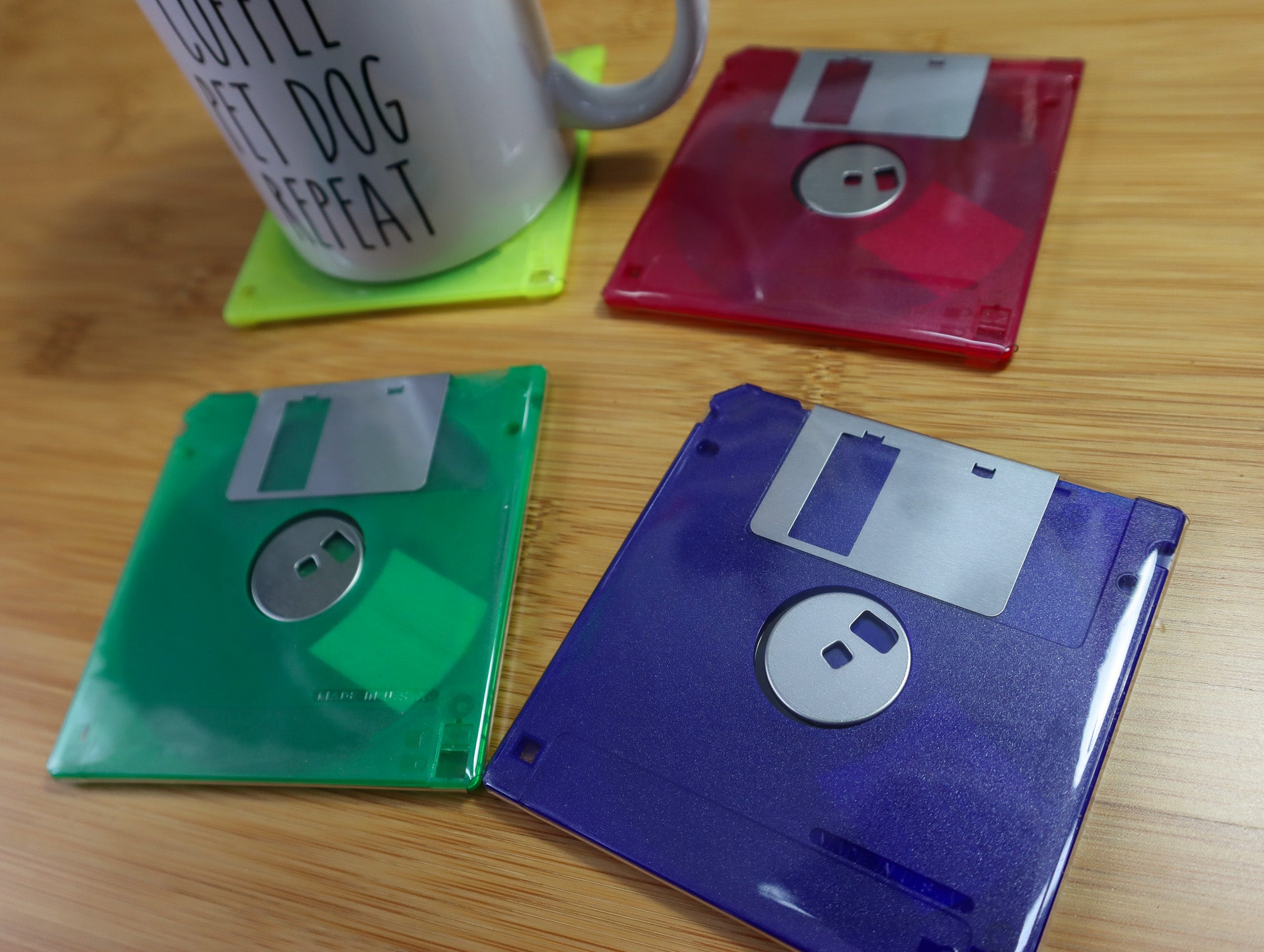 Floppy Disk Coasters Made From Real Floppy Disks - Upcycled Tech Geek Gift