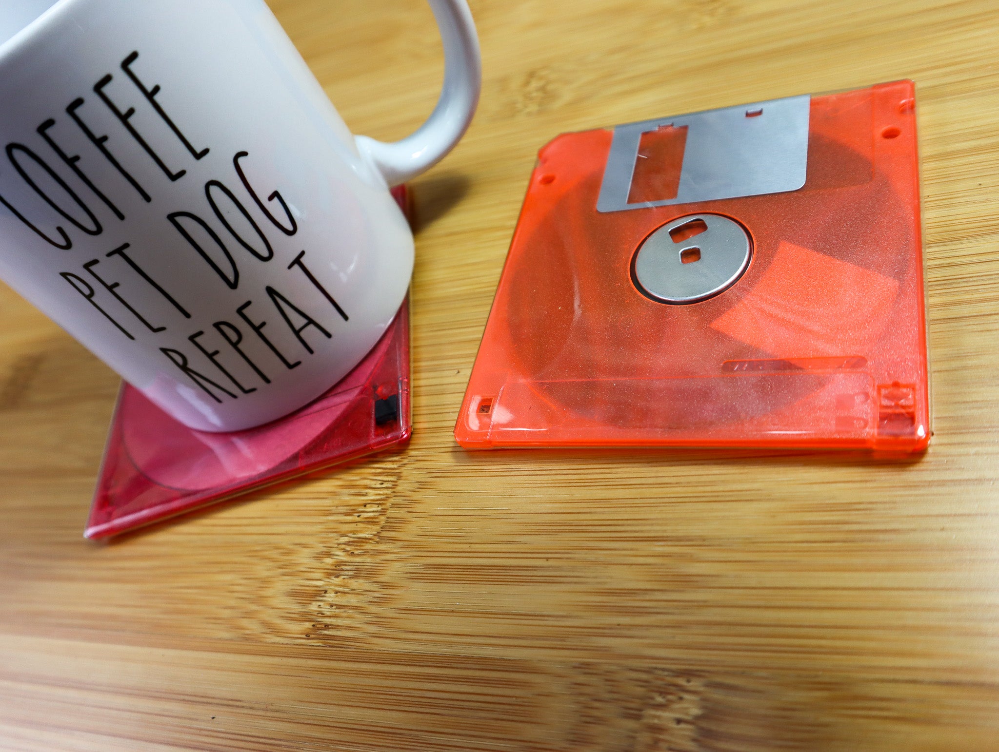 [Sold out here, but Shop on Etsy! - Link in description] Floppy Disk Coasters Made From Real Floppy Disks - Upcycled Tech Geek Gift