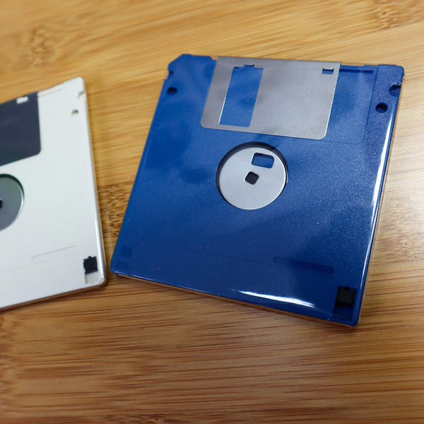 Floppy Disk Coasters Made From Real Floppy Disks / Blue and White / 2 -Pack / TC_O