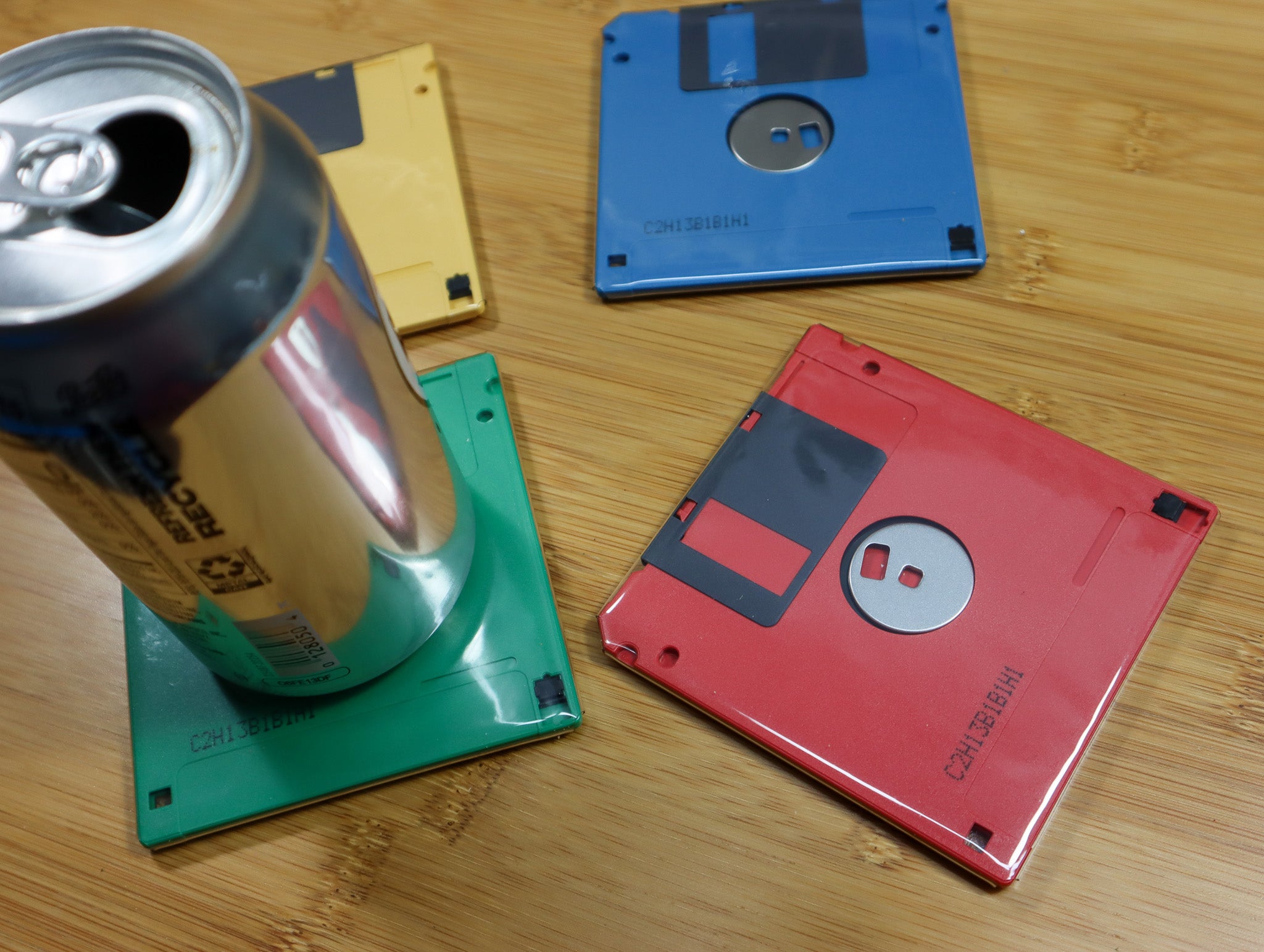 [Sold out here, but Shop on Etsy! - Link in description] Floppy Disk Coasters Made From Real Floppy Disks - Upcycled Tech Geek Gift