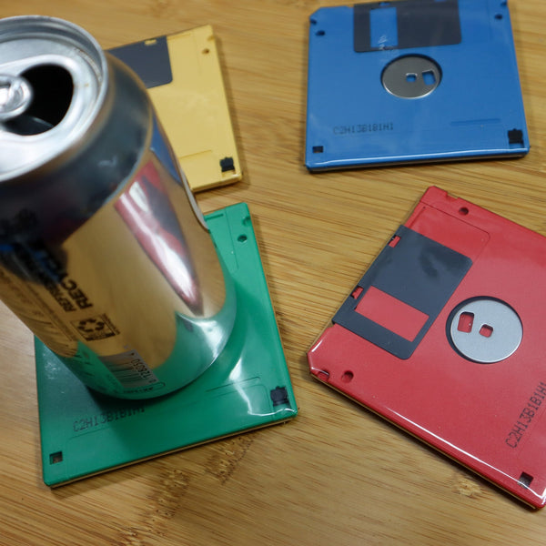 Floppy Disk Coasters Made From Real Floppy Disks / Multicolor Retro / 4 - Pack / TC_P