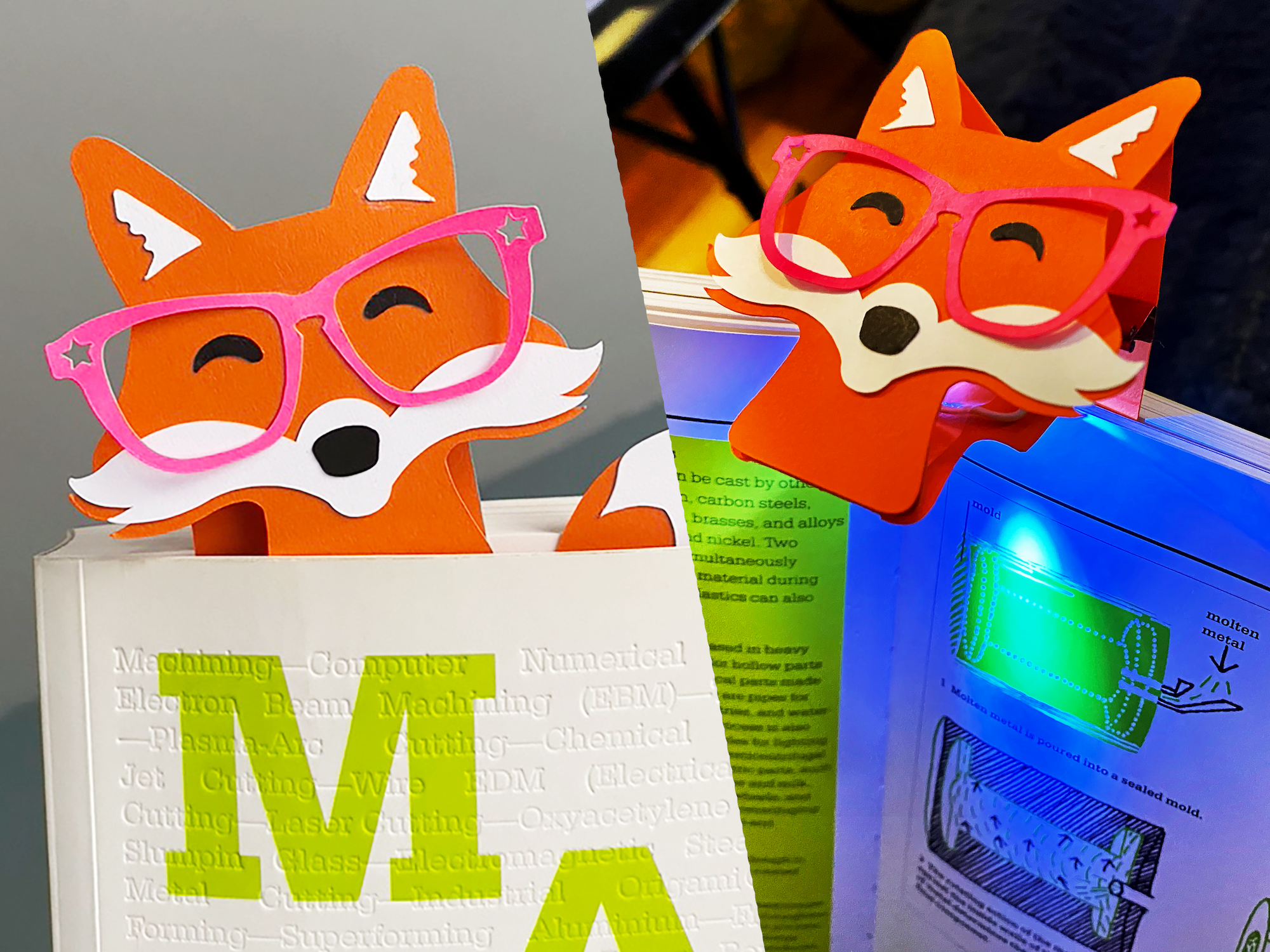 Foxy Book-Light / Bookmark Template .PDF and .SVG