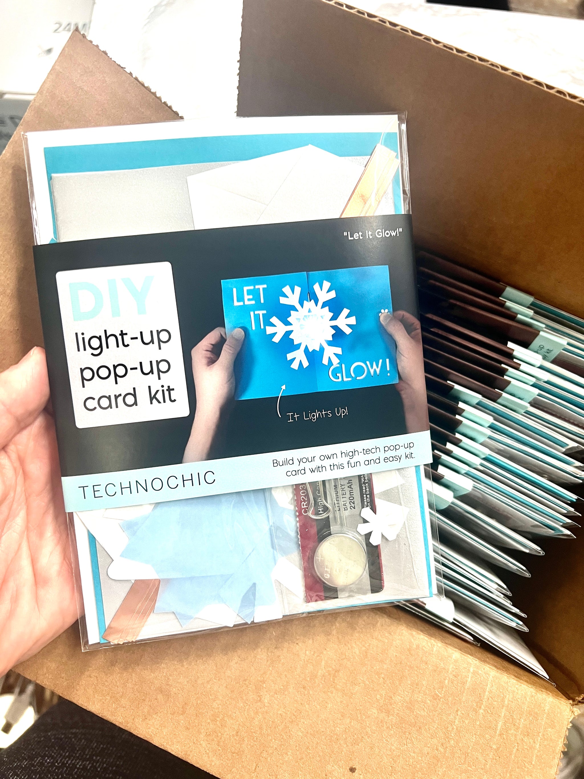 Light-up pop-up card kit- CASE of 25 Kits - Snowflake