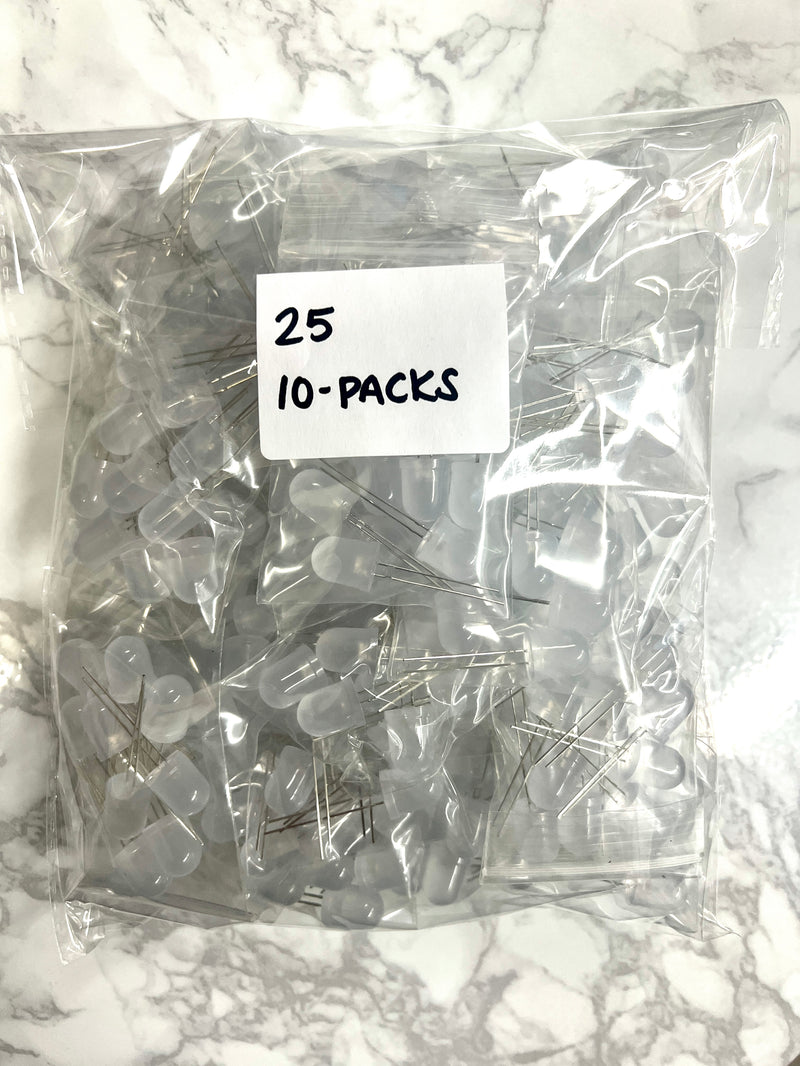 (250 Pack) 10 MM White Diffused LEDs