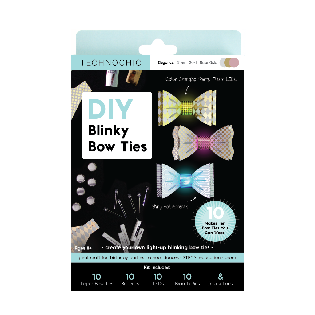 DIY Light Up Blinky Bow Ties Kit - Makes 10 Projects
