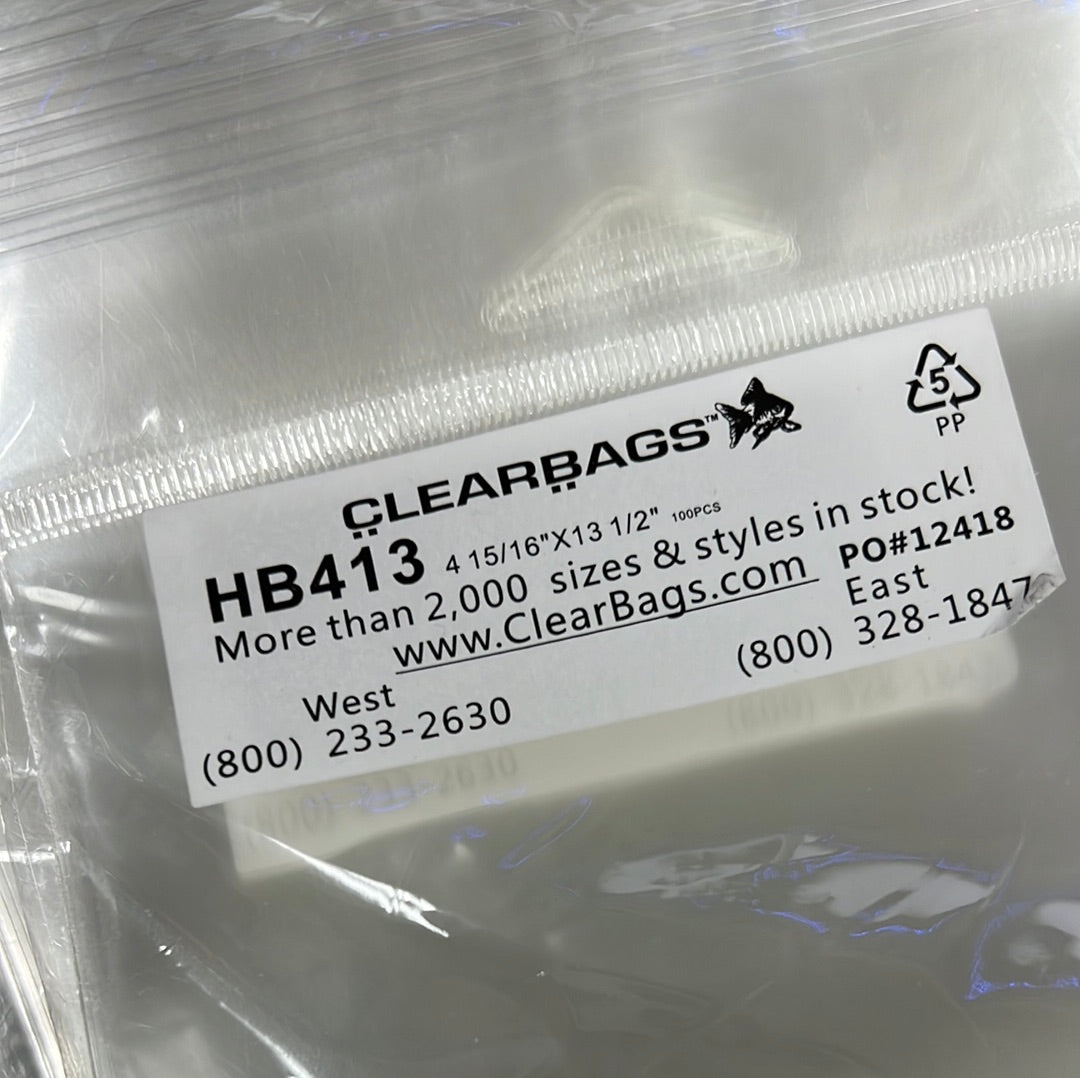ClearBags HB413 4 15/16 x 13 1/2 - Pack of 100