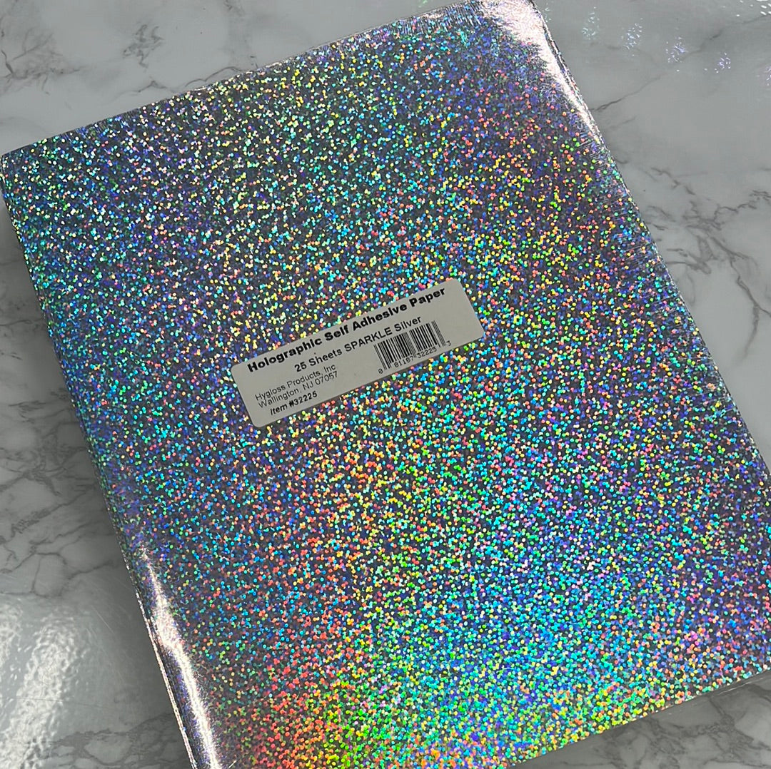 Holographic Glitter Adhesive Scrapbook Paper - 12 x 12