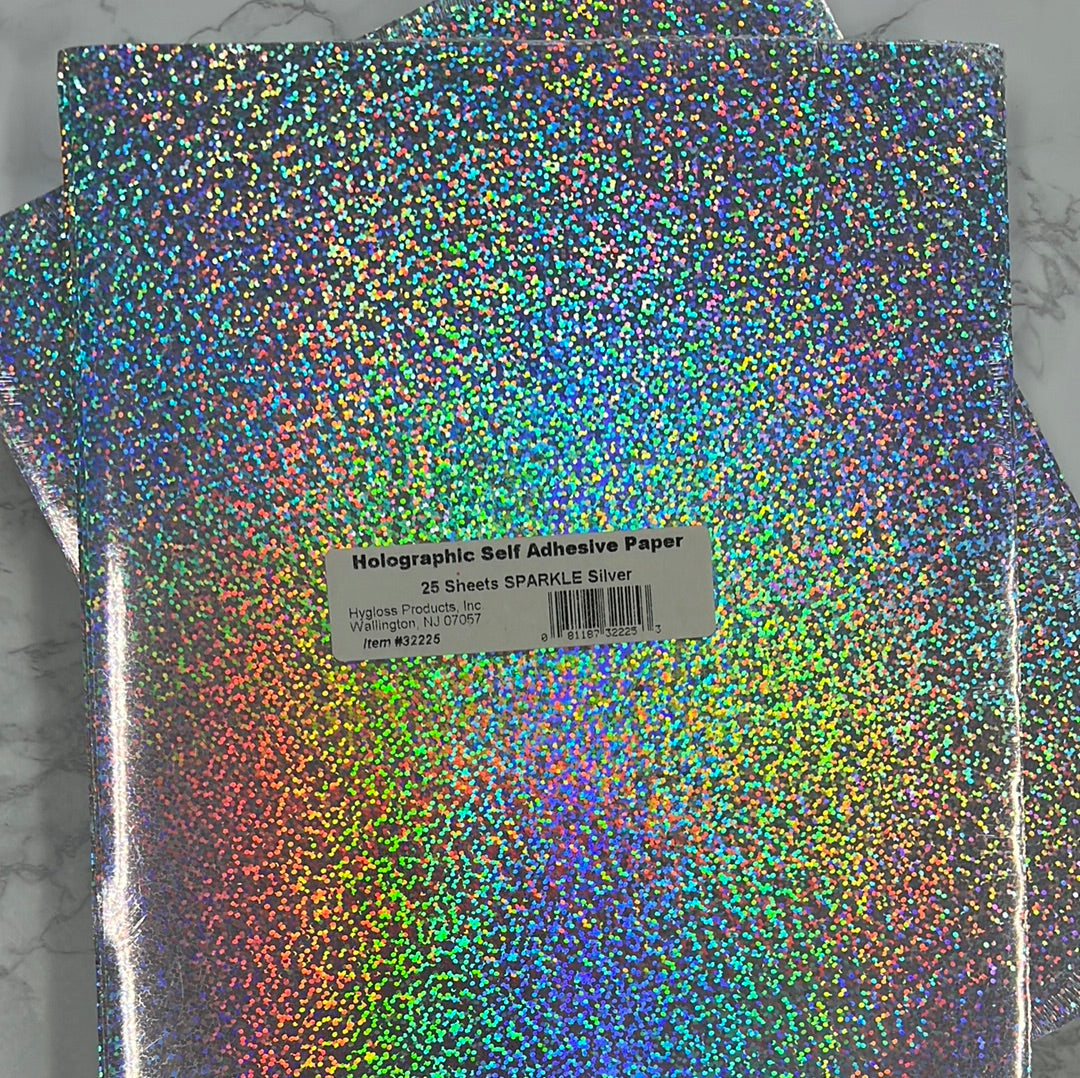 Holographic Self Adhesive Paper 25 Sheets Sparkle Star