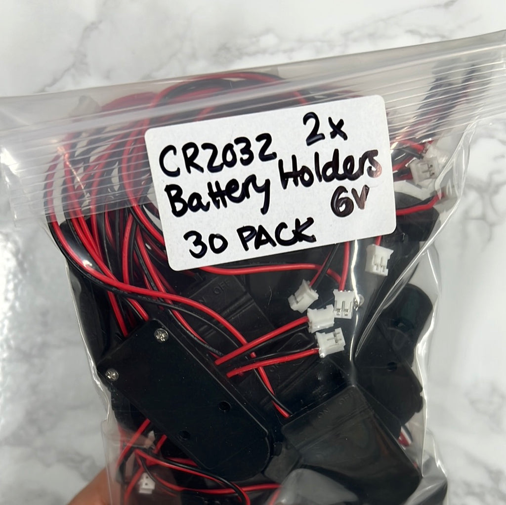 2x CR2032 Coin Cell Battery Holders 30 pack, 6v output